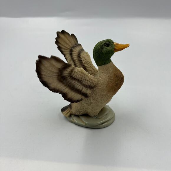 Vintage HTF Stone Critters Resin Mallard Duck 4" Figurine 1990 Open Wings Flight - Picture 12 of 12